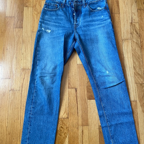 Levi’s 501 Straight Leg High Waisted Jeans Sz 27 - Picture 2 of 9